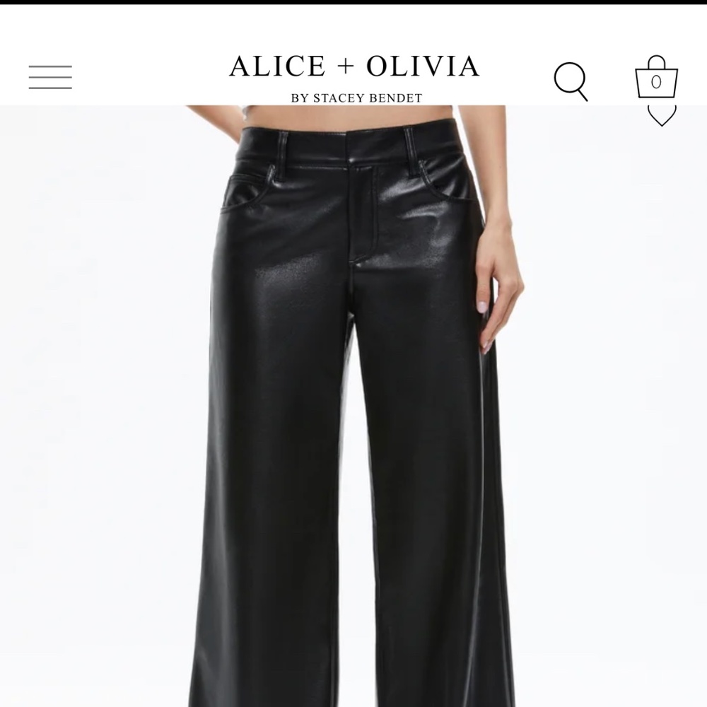 Alice + Olivia Trish Vegan Wide Leg Pant, NWT, size 4, black - Picture 6 of 6